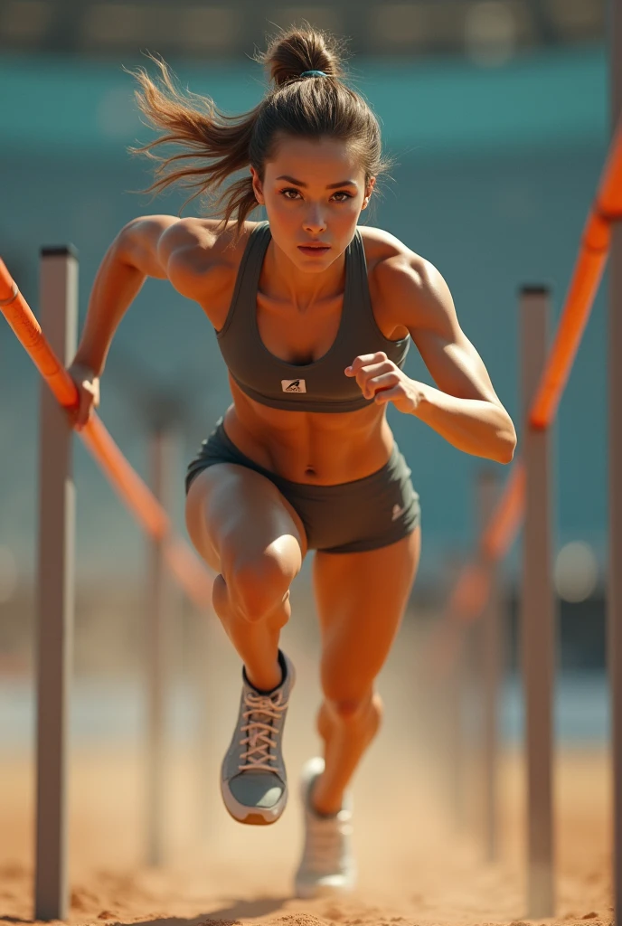 Sculpted figure of an athlete in motion, capturing the dynamism of women's sports.