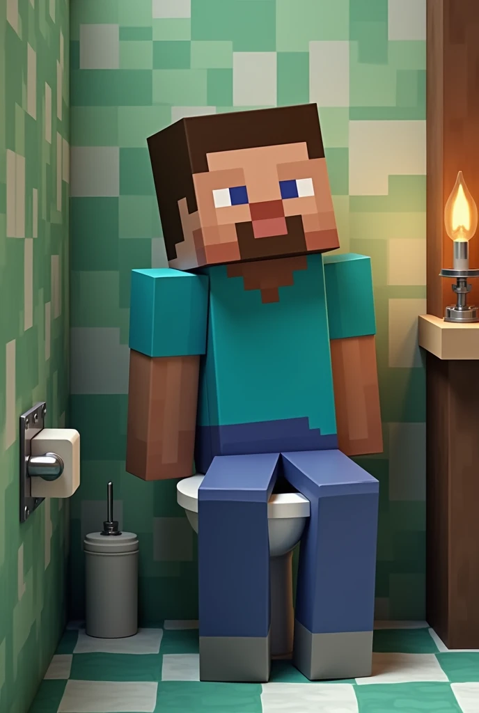 Steve do minecraft na privada