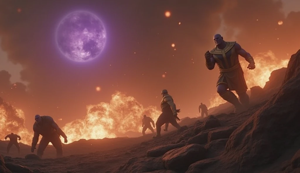 Scene 10: Destruction of Xandar
Thanos leads an assault on Xandar to retrieve the Power Stone, obliterating the Nova Corps.