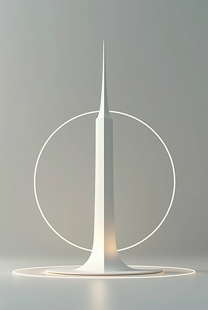 A simple clock tower design . Two concentric circle of white outline present, above it the clock tower appears