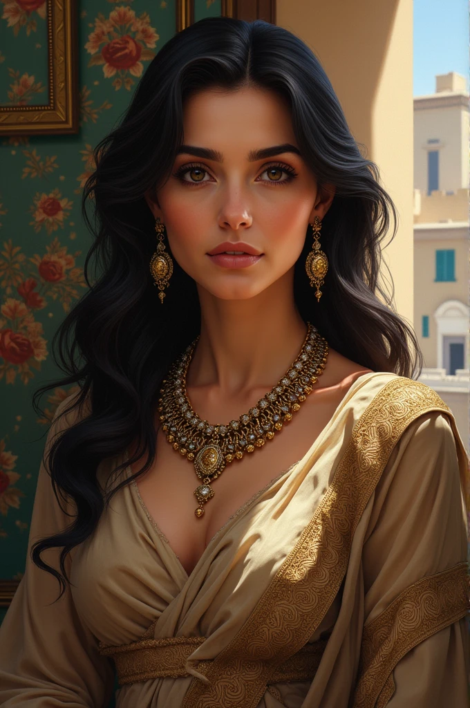 A big-breasted beauty,exposed bare shoulders,8k,illustration