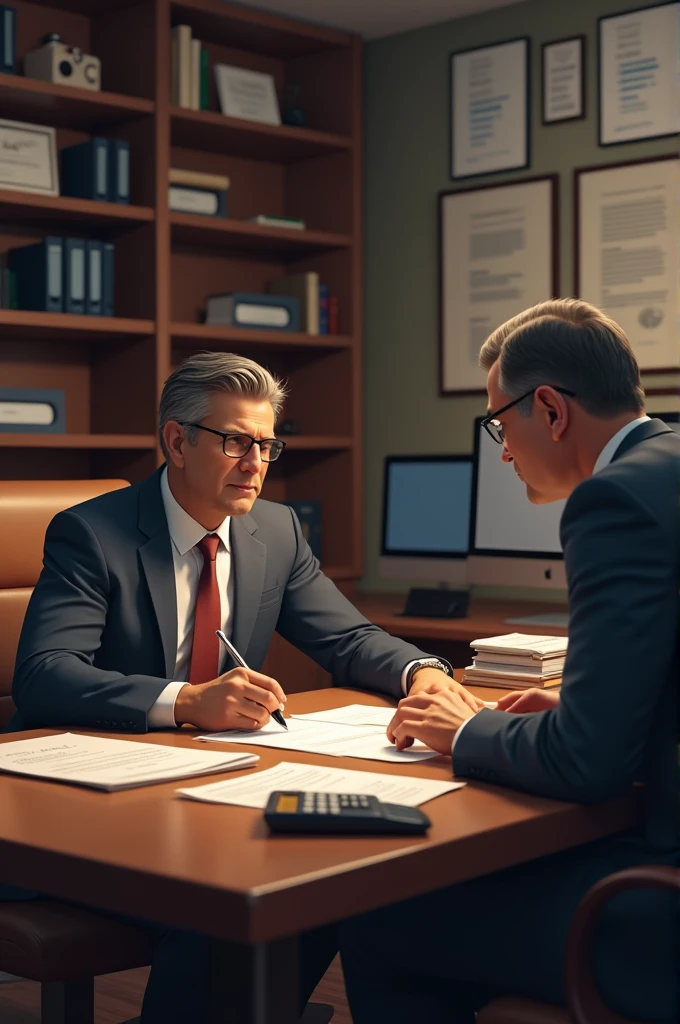 Juan with a financial advisor reviewing documents