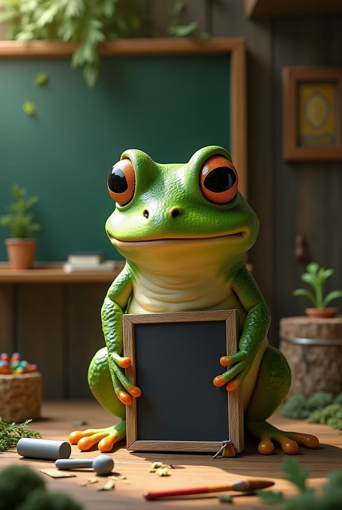 a toad building a blackboard