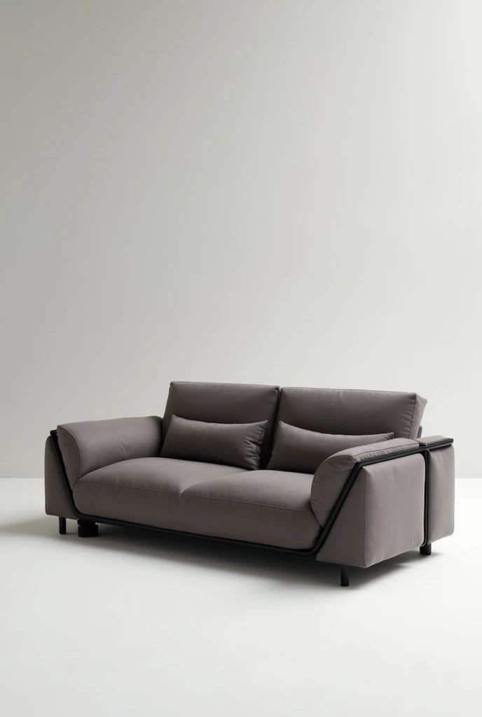 Design a sofa for two people , futurist whose motto is the encounter ,in modules ,straight shapes
