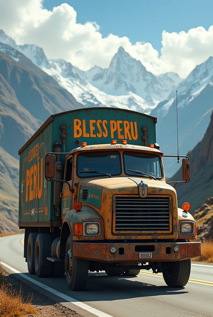 A truck saying bless peru