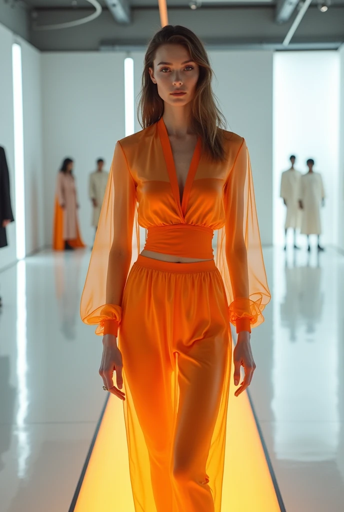 The Al automatically paints the clothes with a transparent orange tint, allowing for further edits after about 30 seconds.