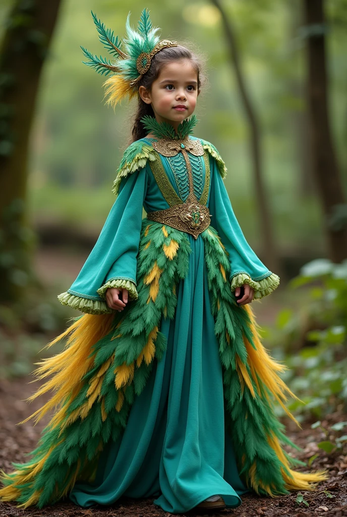 Easy to recreate quetzal fantasy costume, for a girl