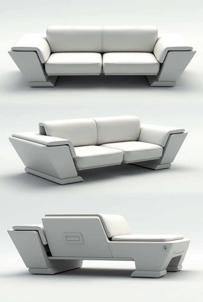 Design a sofa for two people , futurist,in modules ,straight shapes
