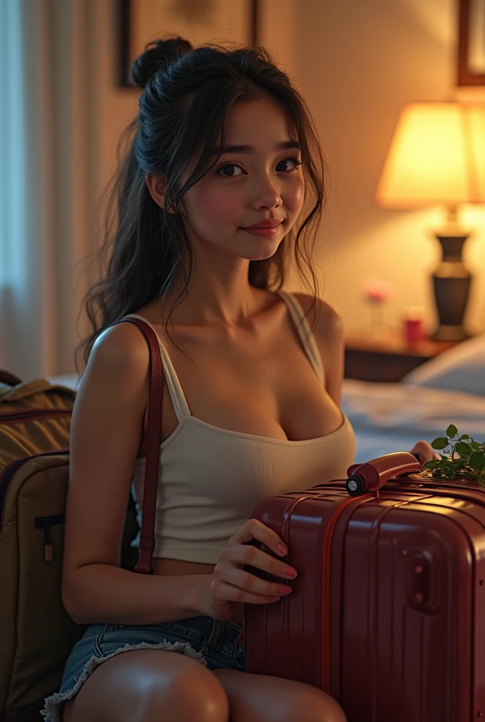 Luggage of a girl is kept in the room of her boyfriend