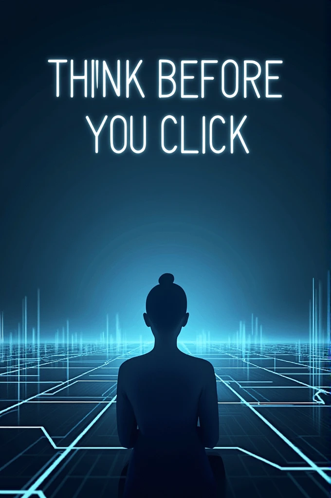 "Think before you click" digital poster