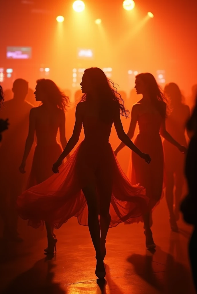 (Far distance camera angle),3 elegant girls(dancings at the club), crowded clubs(hits by orange lightings), perfect lightings, smokey rooms, so many man and girls dancing and loughting, depth of field, first-person view, f/1.8, 135mm, Nikon, UHD, retina, masterpiece, ccurate, anatomically correct, textured skin, super detail, high details, high quality, best quality, highres, 1080P, HD, 4K, 8k