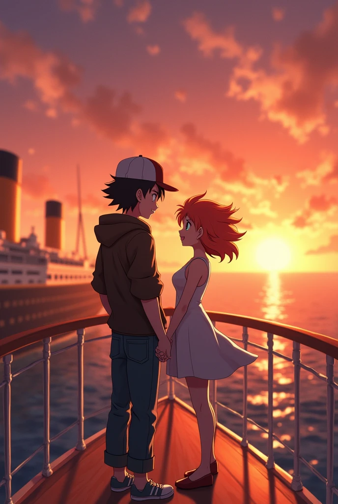 Make Ash and Misty from Pokemon doing the Titanic scene.
Make misty with her short hair