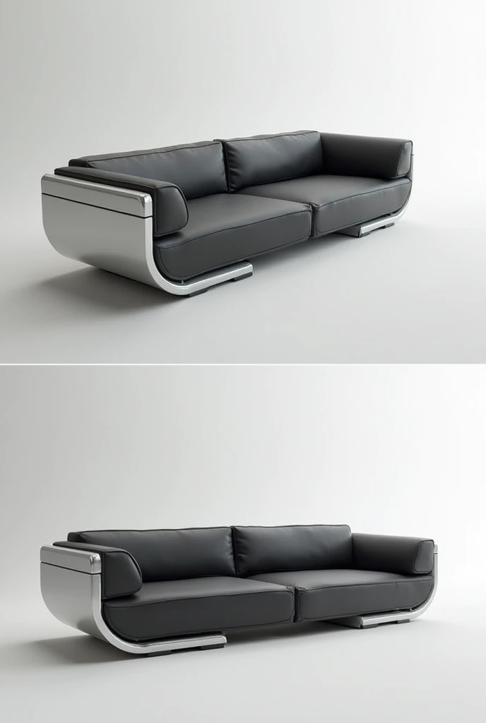 Design a sofa for two people , futurist,in modules ,straight shapes