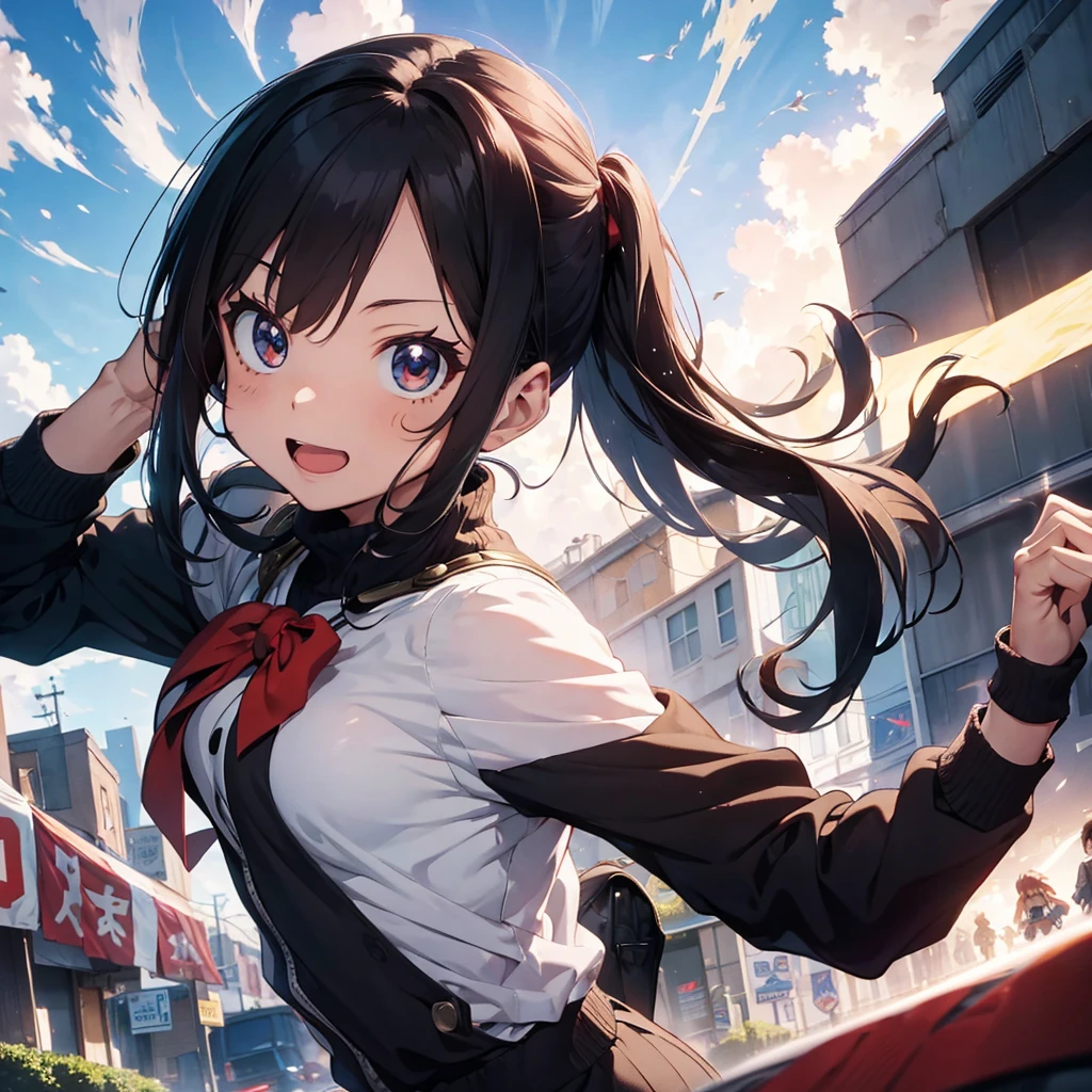 in 8K、top-quality、masterpiece、ultra-detailliert、Ultra-high resolution、((1 persons))、girl with、校服、Braided hair、makeups、Plaid skirt、(((Flip the skirt)))
