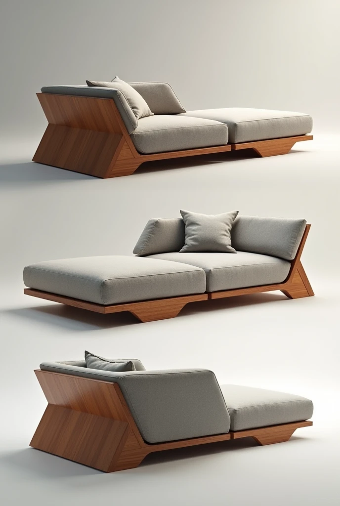 Design a sofa for two people , futurist,in modules ,straight shapes, in wood