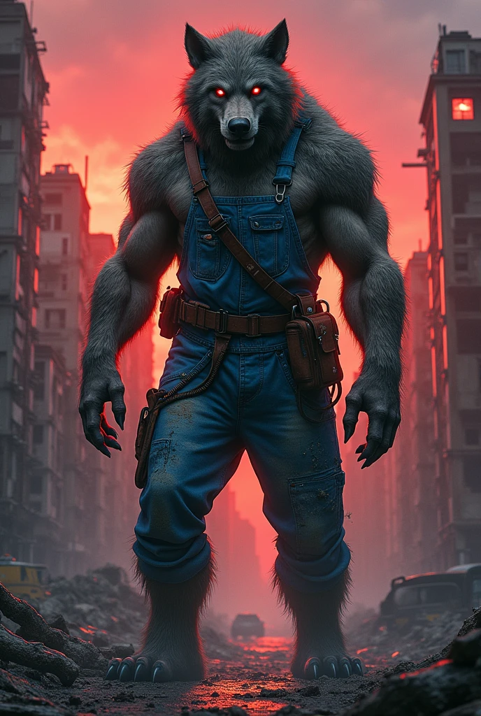 werewolf paramedic overalls blue post apocalypse