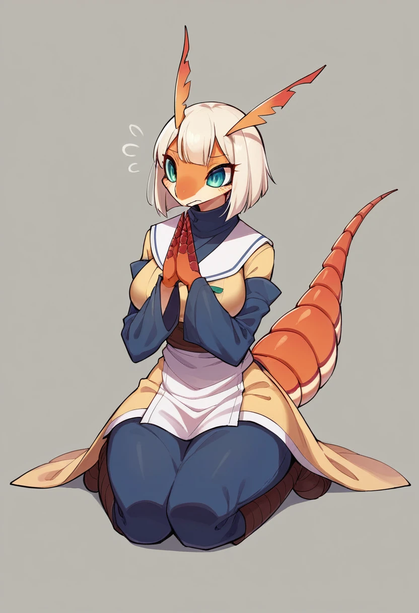 4K、8k、woman、Personification、Praying mantis、PersonificationしたPraying mantis、Ninja、Mantis Element. Female Furry.Ninjaのように. both hands become weapons. Compound eyes. Anime Style