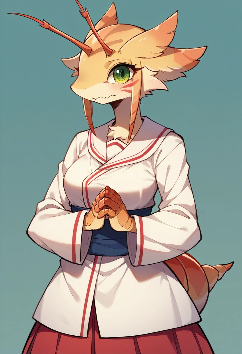 4K、8k、woman、Personification、Praying mantis、PersonificationしたPraying mantis、Ninja、Mantis Element. Female Furry.Ninjaのように. both hands become weapons. Compound eyes. Anime Style