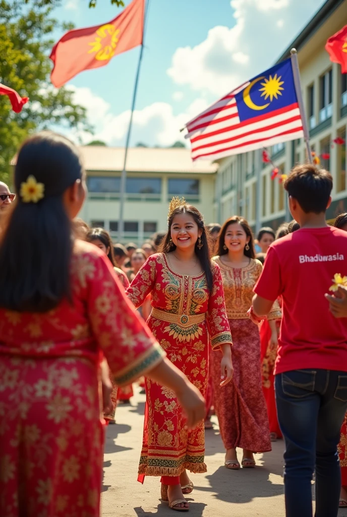 Children wear malay clothes and independence day
