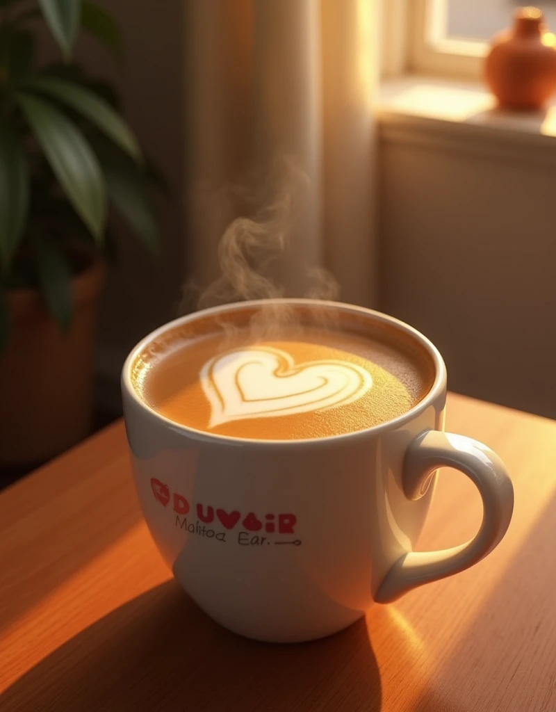 dunkin coffee white cup late heart