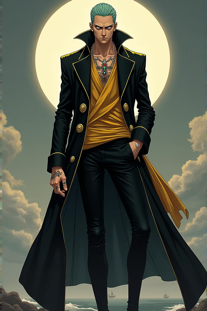 generate a full body image for Trafalgar D wallpaper. Water Law