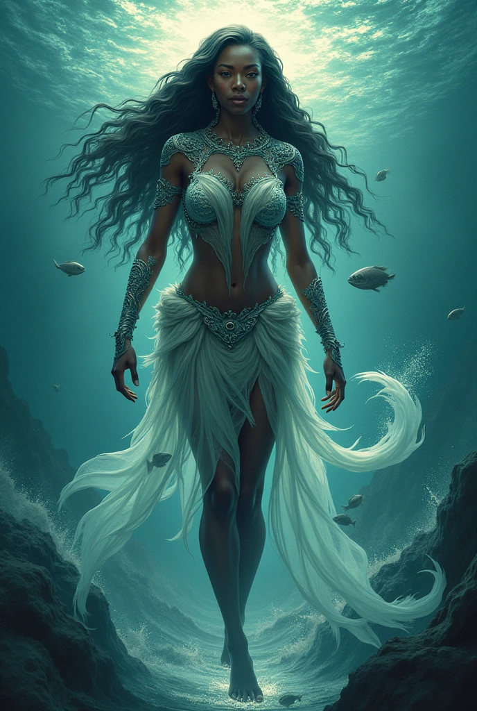 Yemanja as a full-body goddess, Showing legs