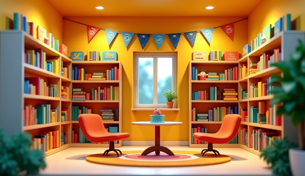 Mini library for children, In the corner, The theme is Malaysia&#39;s Independence Day.,  Attracts children、Inside the room
