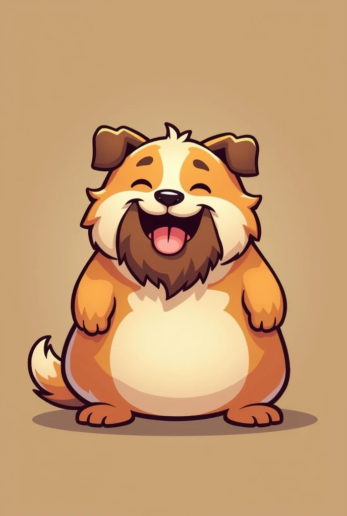 太ったdog、No humans、close your eyes、Simple Background、animal、animal focus， Brown background、dog、Open your mouth、Beard、smile、Little、fat