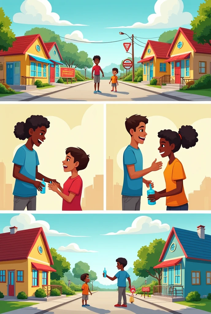 Make a comic about healthy behavior from hygiene campaigns in the community, please