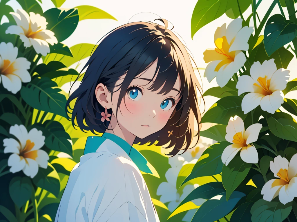 (highest quality,masterpiece,High resolution),4K Anime Art,((Background Art)),(((Only tropical flowers and plants are drawn))),(Blank Background),((White Background),