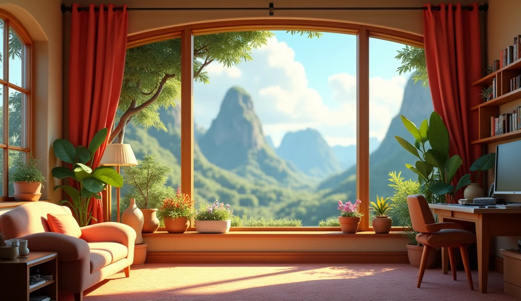 "Draw Disney Pixar style pictures, in 3d"、Rooms with windows、No characters