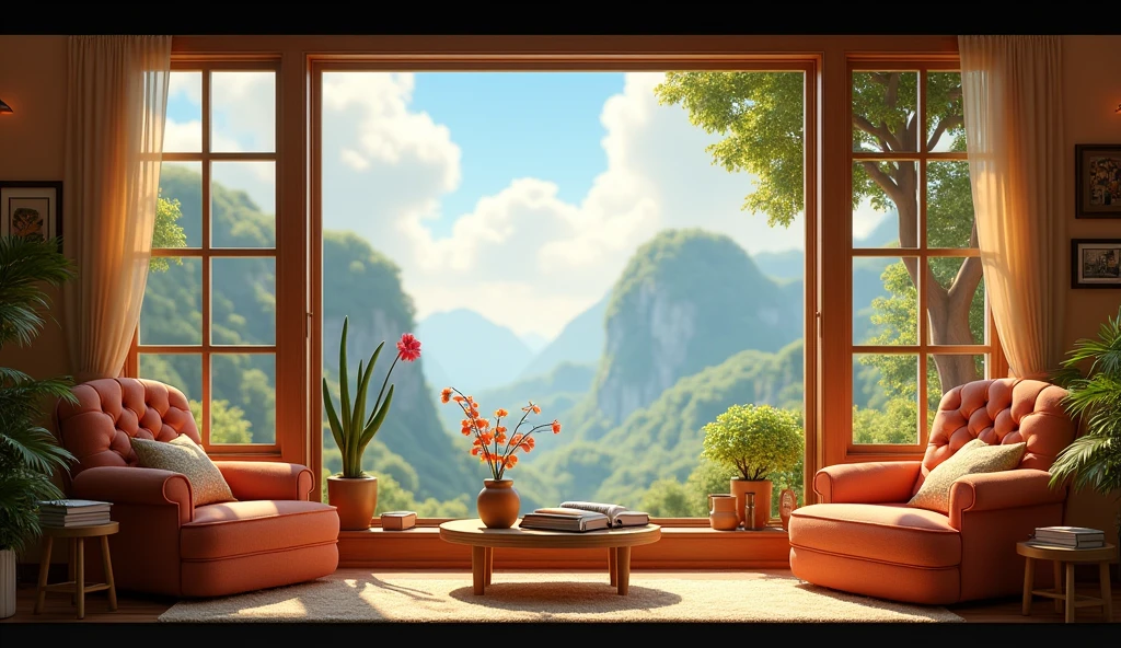 "Draw Disney Pixar style pictures, in 3d"、Rooms with windows、No characters