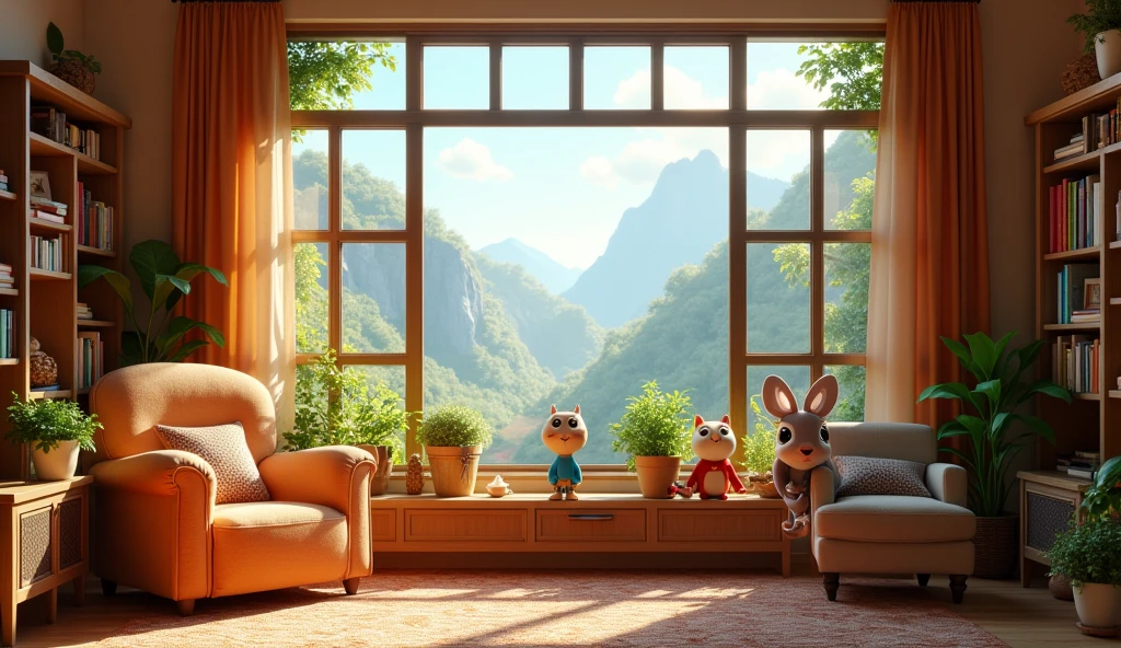 "Draw Disney Pixar style pictures, in 3d"、Rooms with windows、No characters