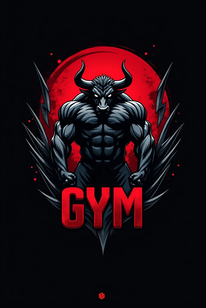 Design a powerful and dynamic logo for a gym brand featuring a strong, muscular bull as the central figure, symbolizing strength, power, and determination. The bull should have well-defined muscles, with a stance that conveys energy and dominance, embodying the essence of fitness and strength training. Use sharp, angular lines to emphasize the bull's muscular build and add a sense of intensity. Incorporate bold, dark tones like black, deep red, or metallic gray to create a fierce and commanding presence. The logo should include the word 'GYM' in a bold, modern font that complements the aggressive and energetic vibe of the design