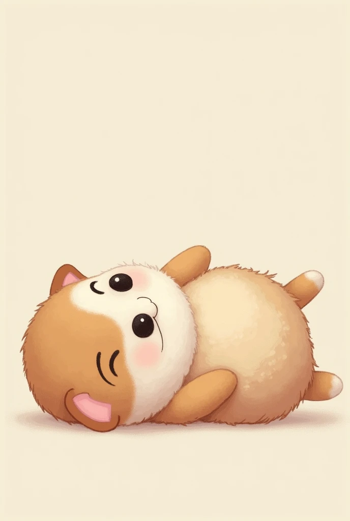 masterpiece、high quality、Fat cute dog、On your stomach、Clean background