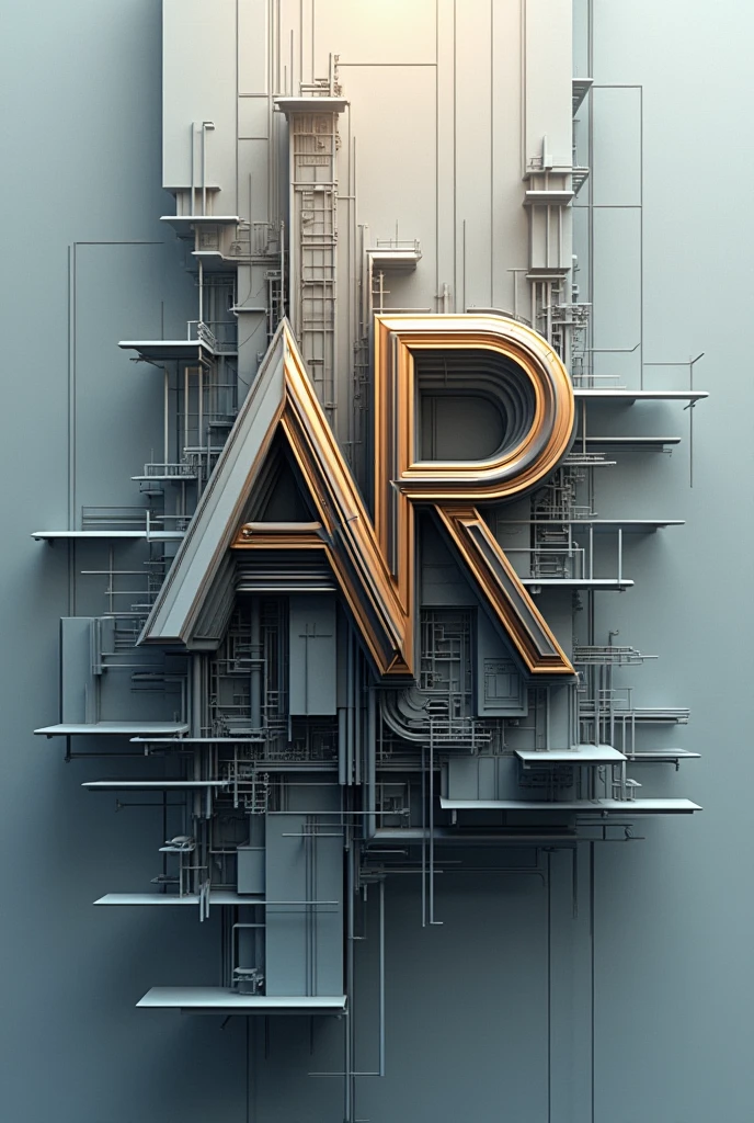 make a complex abstract logo of word "Ariyah" with a complex architectural concept mix with the word. make the AR more focus because it means architect