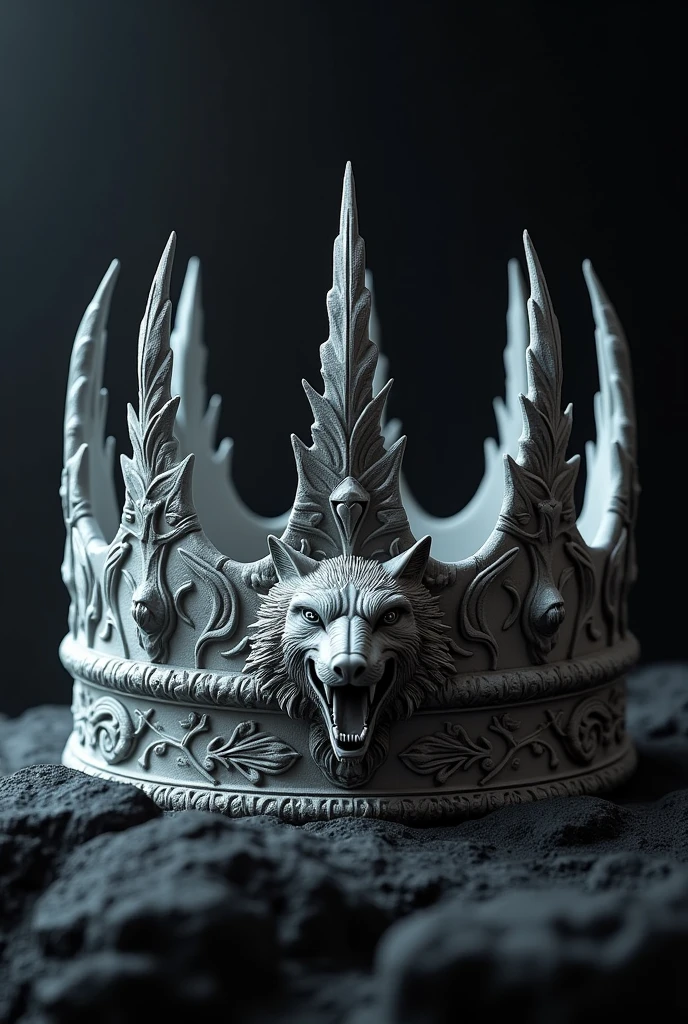 Games of Thrones crown with dragon horns and white direwolf details