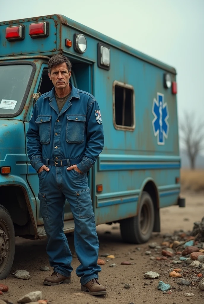 paramedic overalls blue ambulance post apocalypse