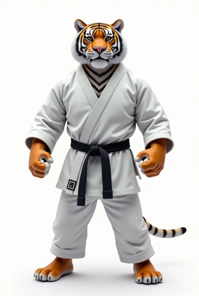 tiger in karate suit on white background