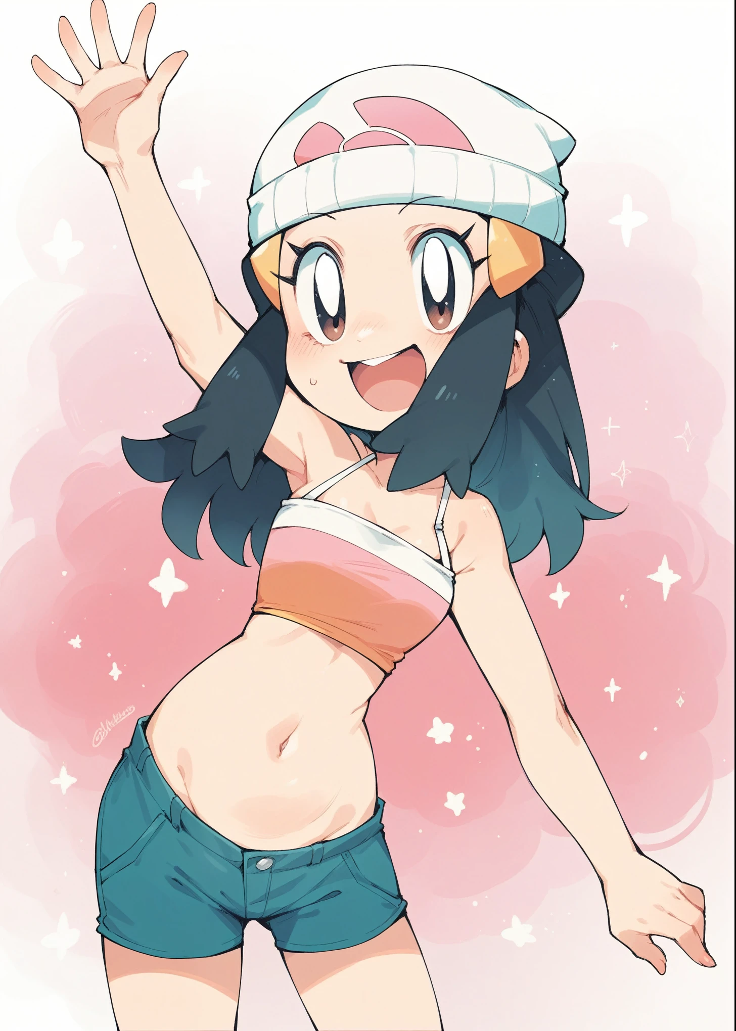 1 girl, chica pokemon, black fur, hazel eyes, 