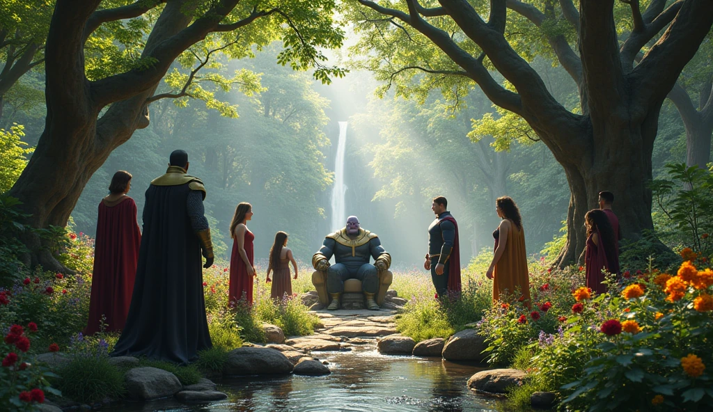 Scene 26: The Discovery of Thanos
The heroes track Thanos to his secluded garden, seeking revenge and the Infinity Gauntlet.