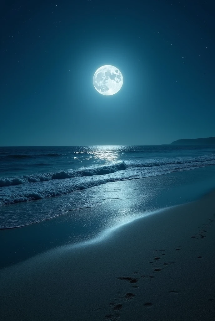 A coastal landscape with moonlight at the seaside on the beach in a square image with the name Emerson Felix written on it