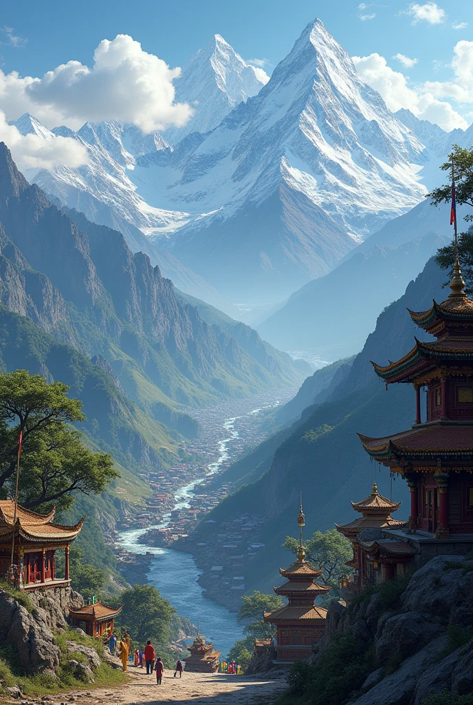 Image of mount kailash with shiva and other gans