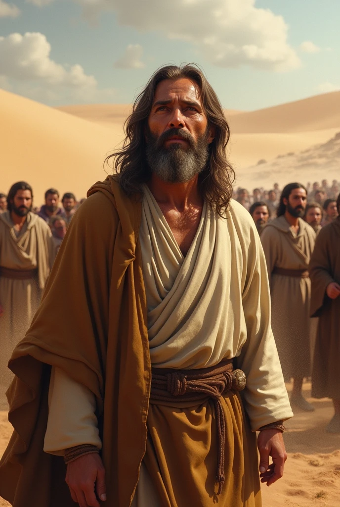 Jesus' disciple named Andrew having an idea to satisfy the hunger of the people in the desert