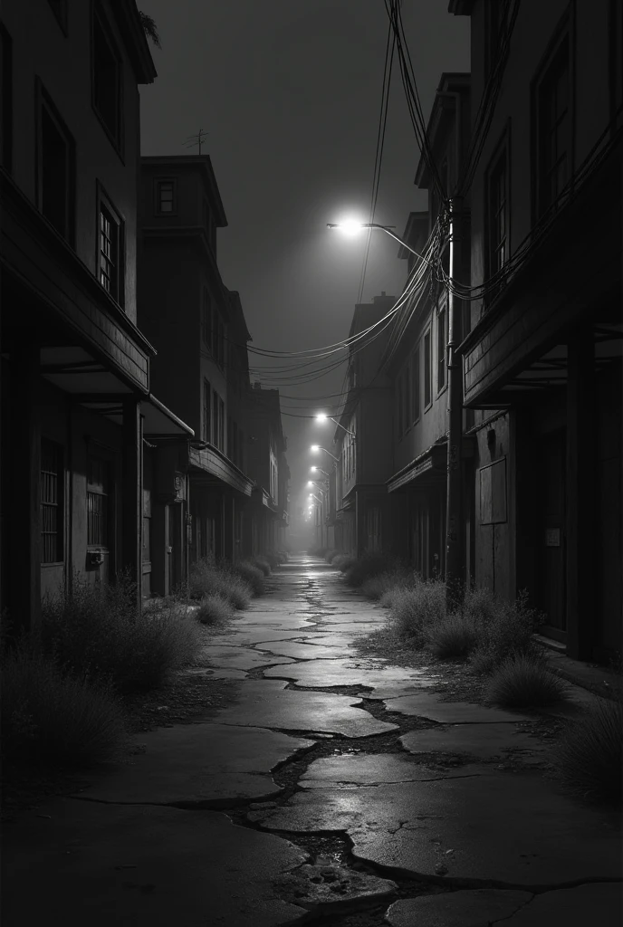 Concept art of abandoned street...black and white concept