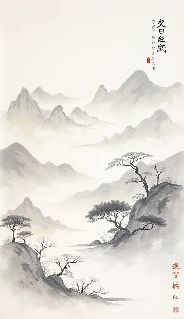 Chinese style，landscape，abstract，Ink Painting