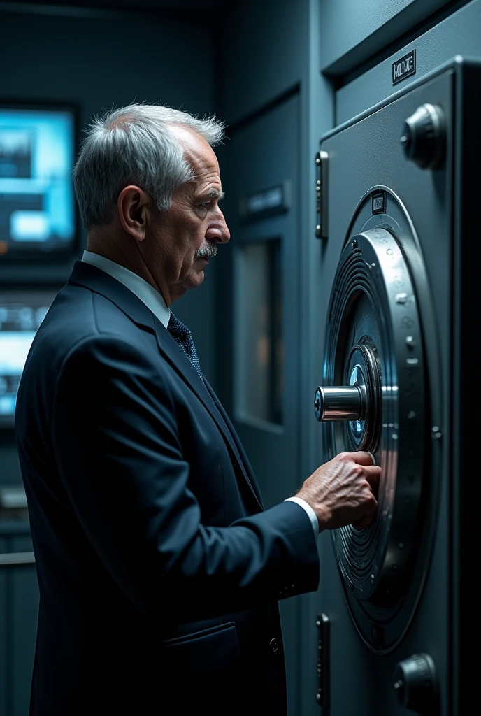A man unlocking a safe with his face