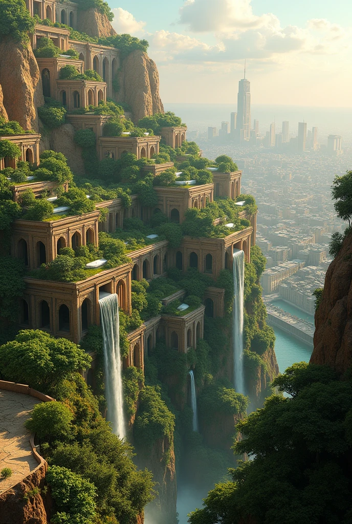 Hanging Gardens of Babylon, distant camera showing completely