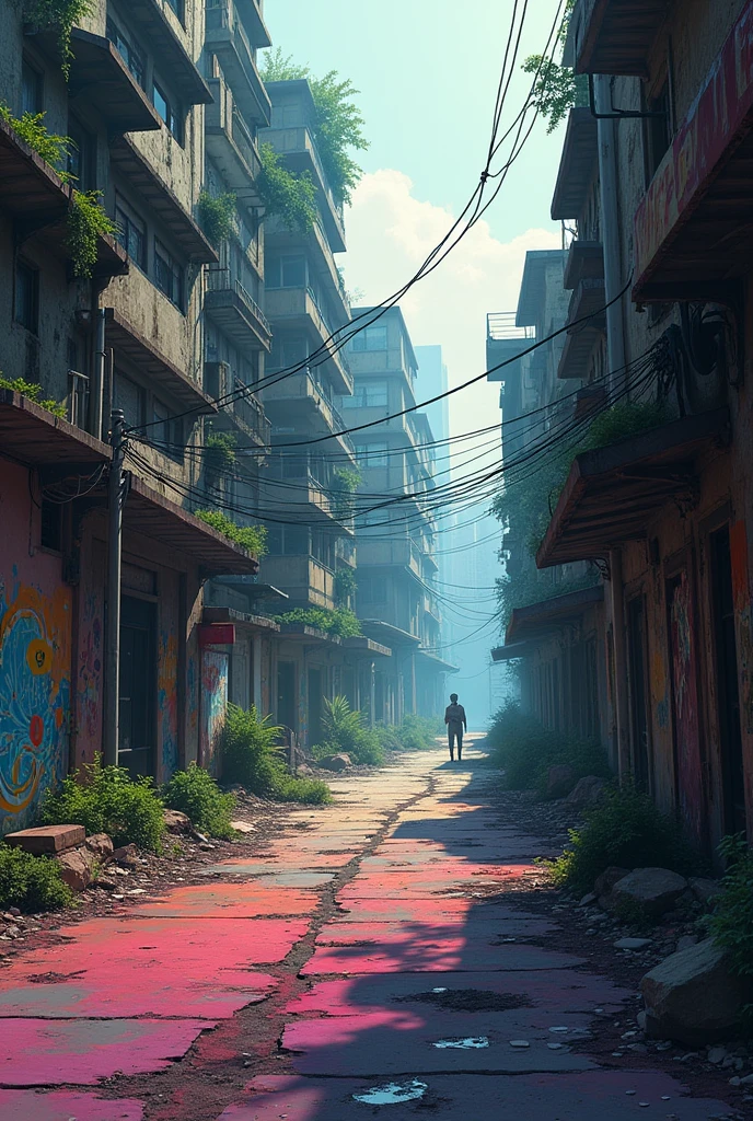 Concept art of abandoned street ...little dull background searching for colours to fill in that street...