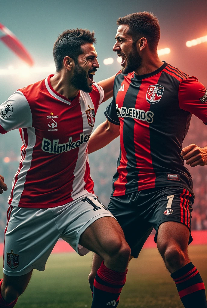 A hunger with the River Plate and Flamengo shirts half and half